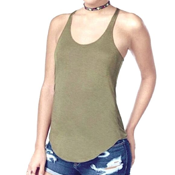 American Rag Women's Dusty Olive Green Racerback Tank Top - Picture 1 of 14